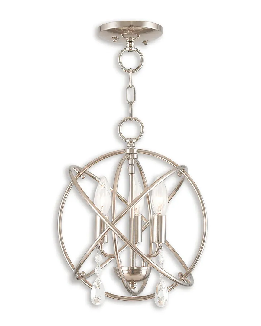 Aria 3-Light Mini Chandelier with Crystals - Polished Nickel