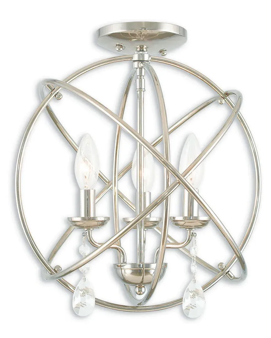 Aria 3-Light Mini Chandelier with Crystals - Polished Nickel
