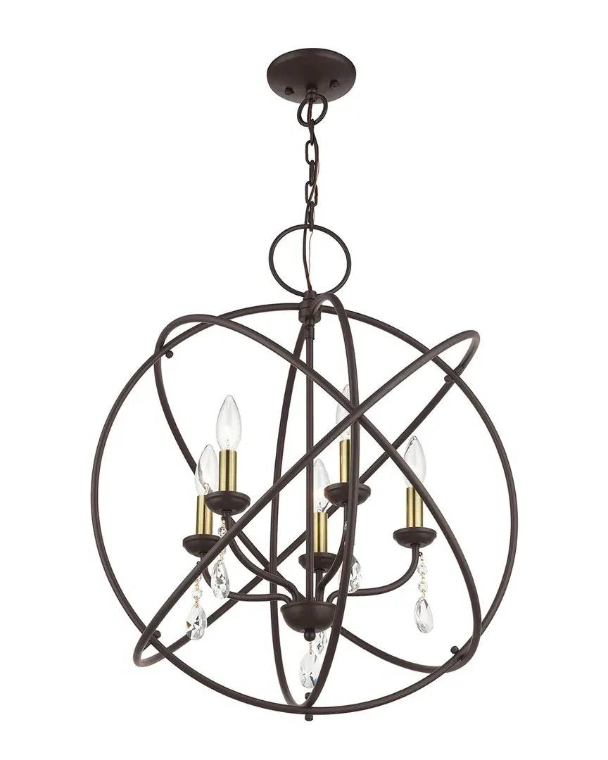 Aria 5-Light Chandelier with Crystals - Black, Steel