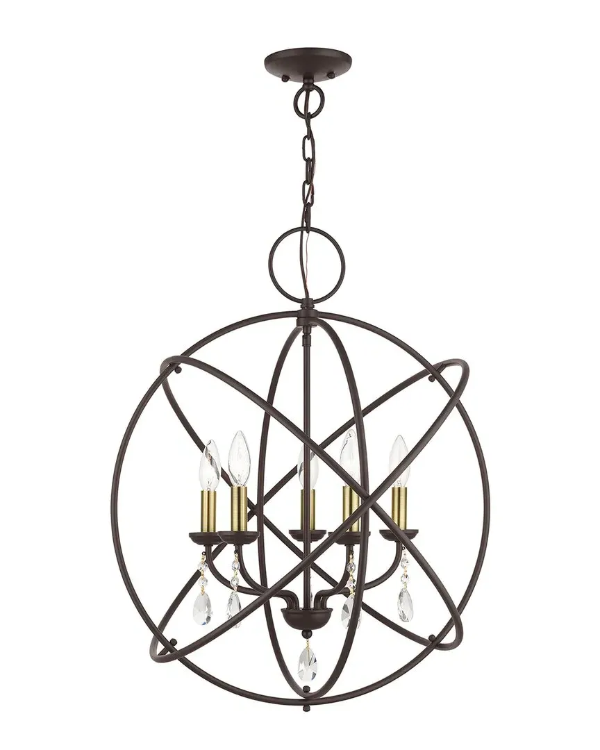 Aria 5-Light Chandelier with Crystals - Bronze, Steel