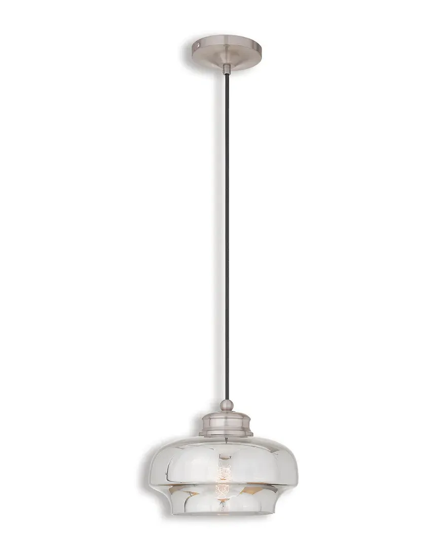 Art Glass 1-Light Mini Pendant - Brushed Nickel, Glass