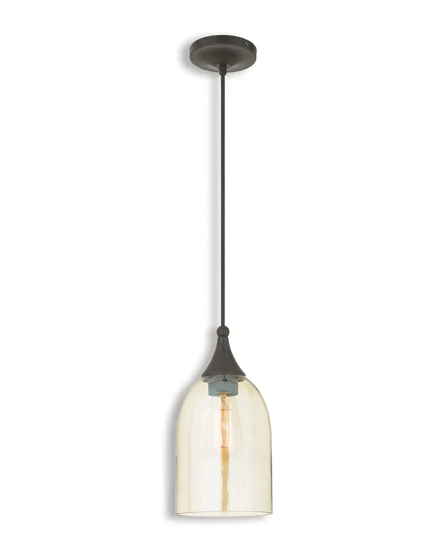 Art Glass 1-Light Mini Pendant - English Bronze, Glass