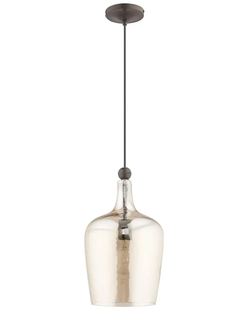 Art Glass Mini Pendant Light - English Bronze, Glass
