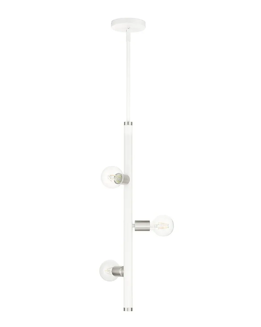 Bannister 3 Light Pendant - White, Steel