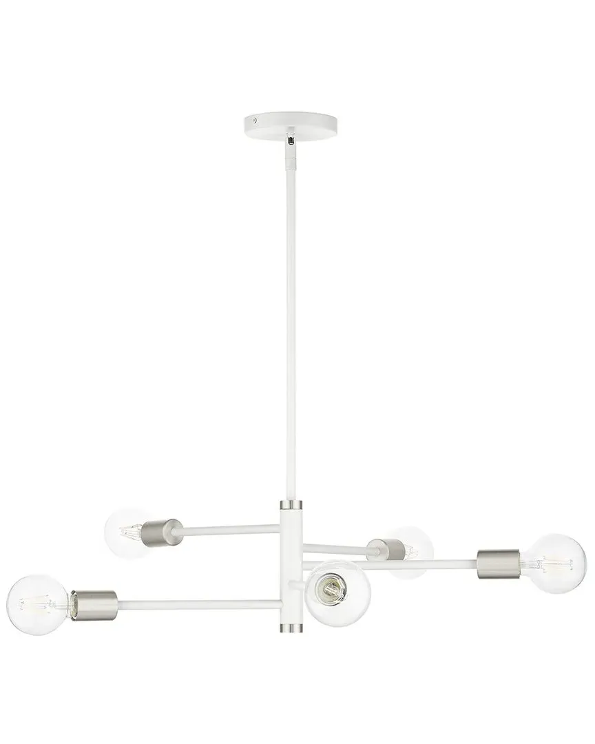 Bannister 5 Light Chandelier - White, Steel
