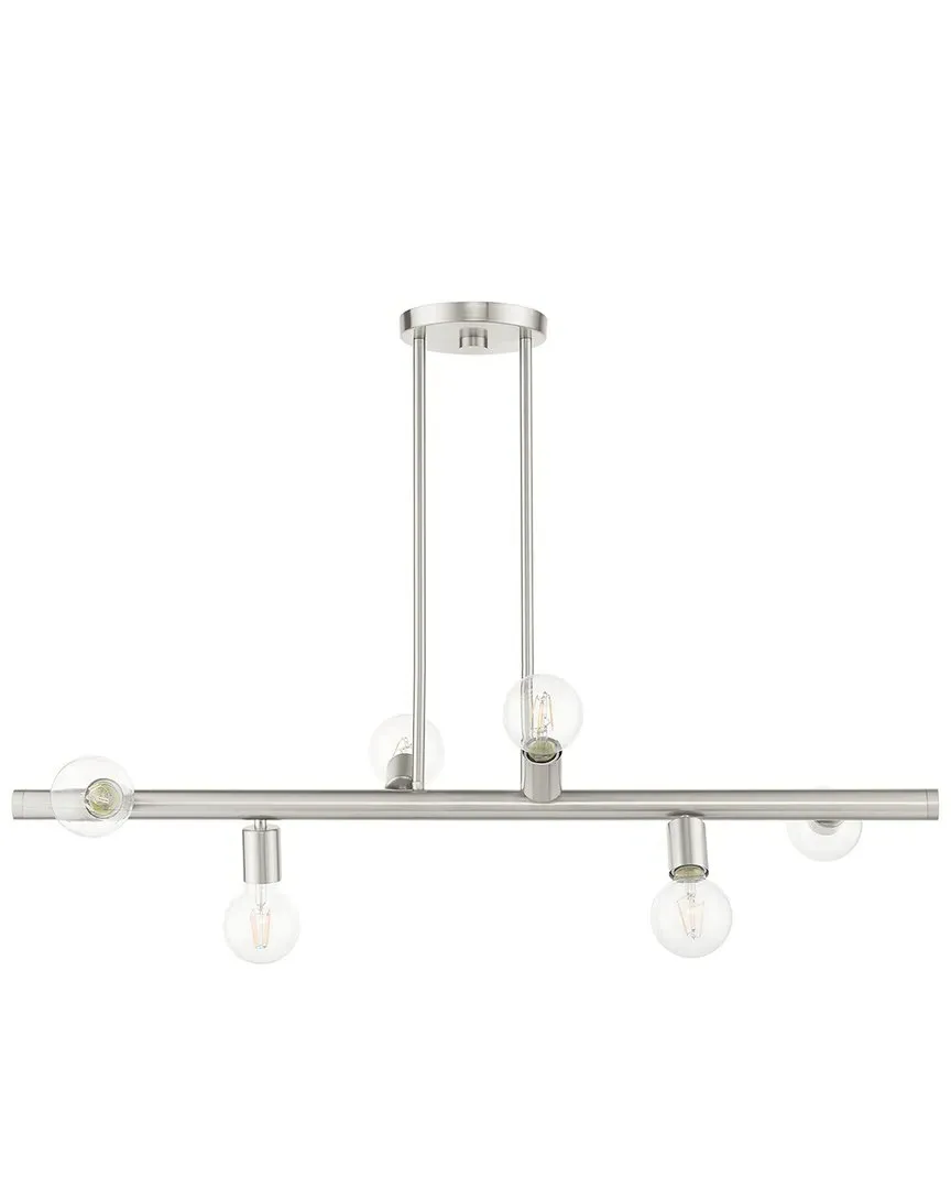 Bannister 6 Light Linear Chandelier - Brushed Nickel, Steel