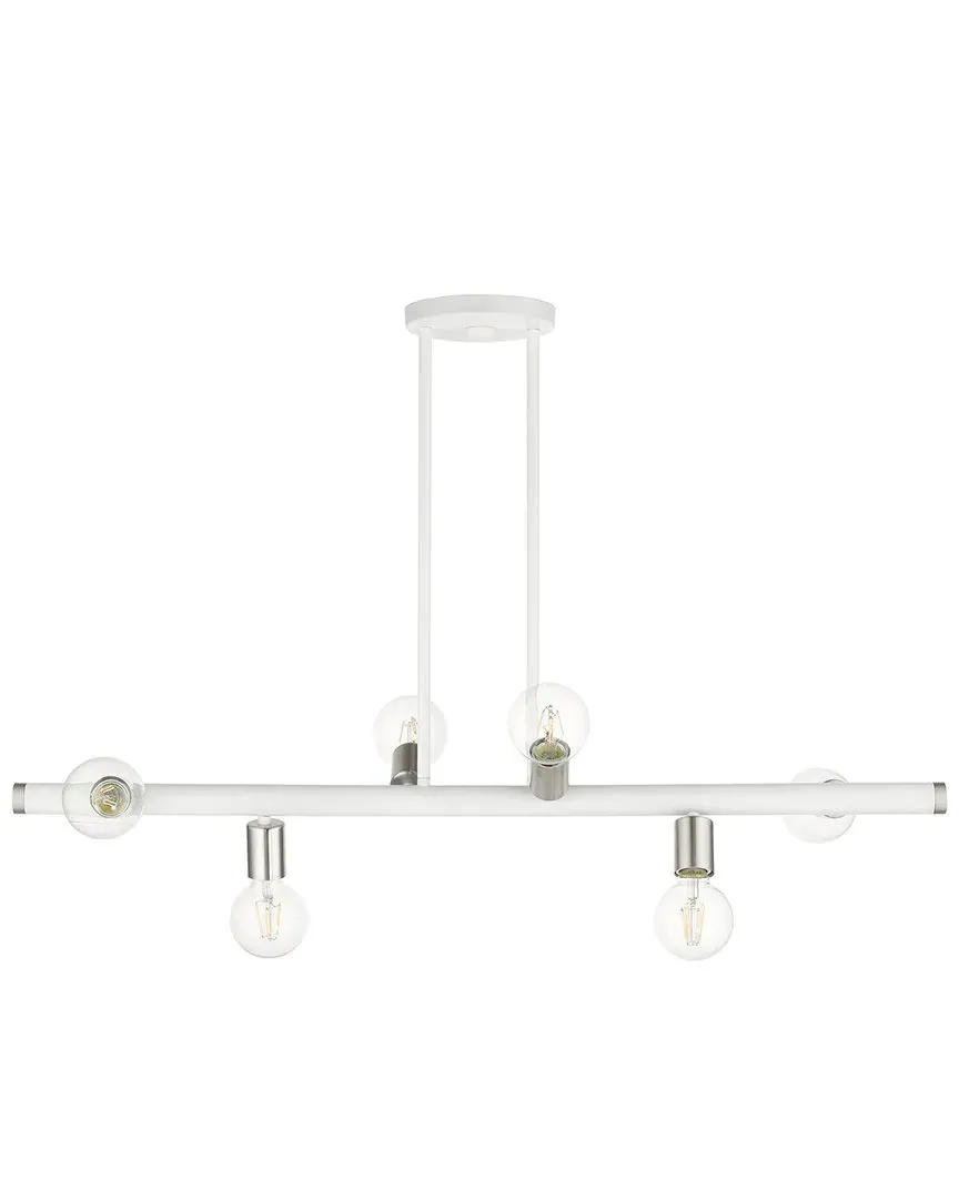 Bannister 6 Light Linear Chandelier - White, Steel