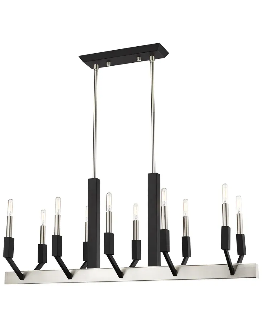 Beckett 10 Light Linear Chandelier - Brushed Nickel, Steel image