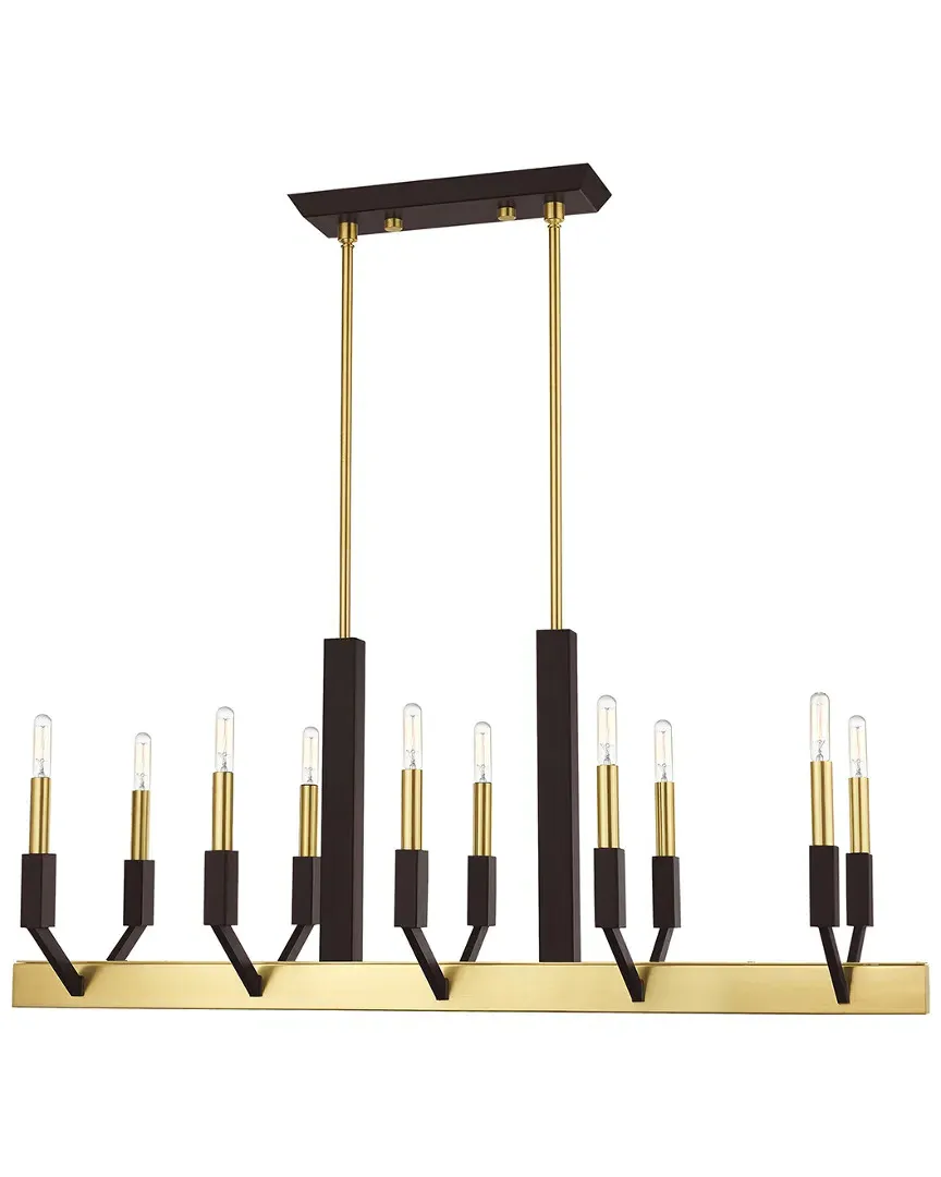 Beckett 10 Light Linear Chandelier - Satin Brass, Steel