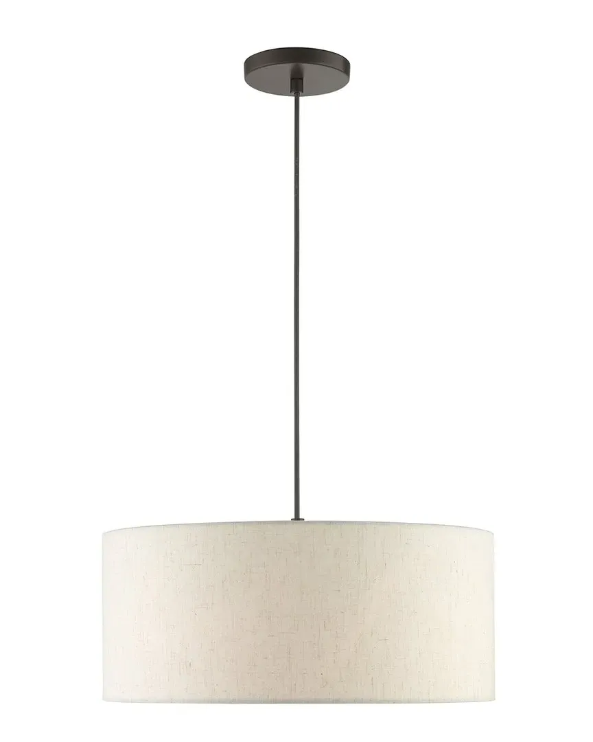 Blossom 3-Light Drum Pendant - English Bronze, Fabric image