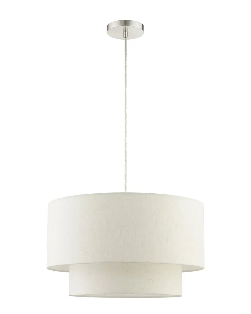 Blossom 3-Light Pendant - Brushed Nickel, Fabric