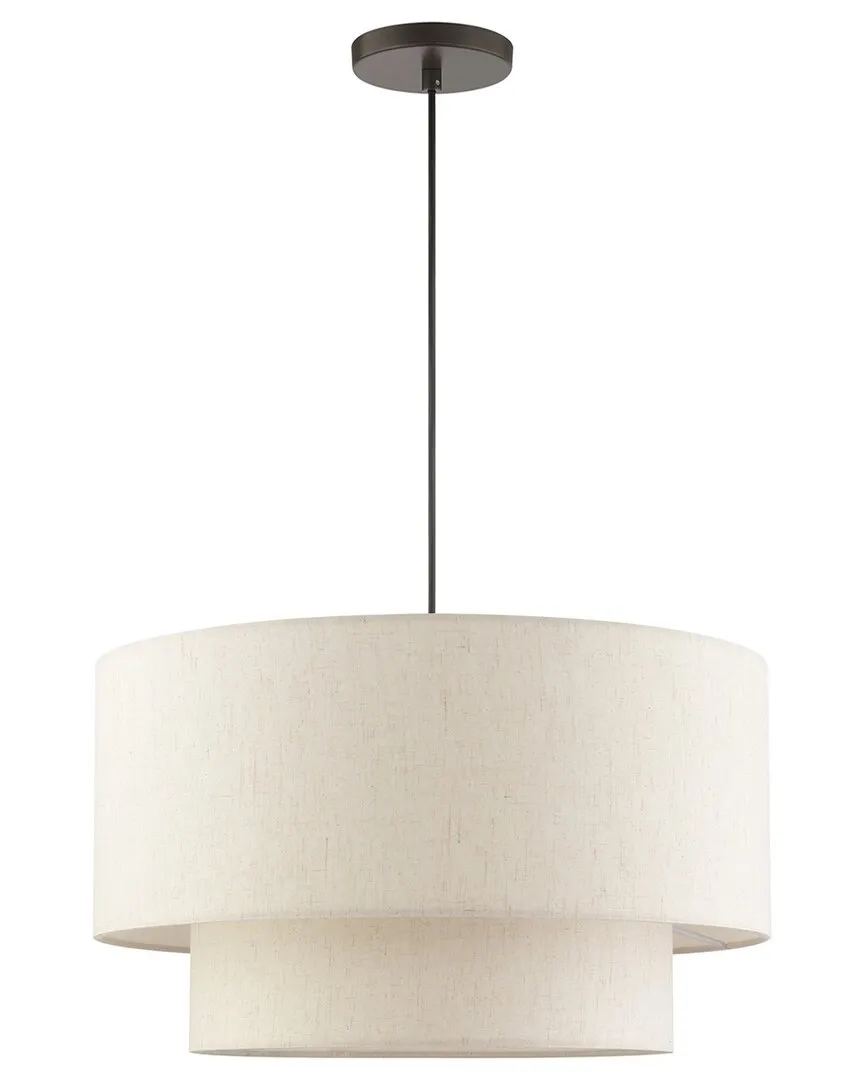 Blossom 3-Light Pendant - English Bronze, Fabric