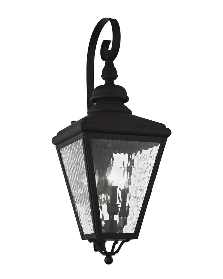 Cambridge 3-Light Outdoor Wall Lantern - Black, Brass image