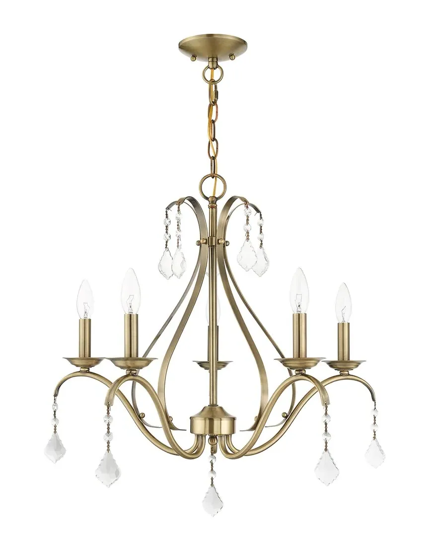 Caterina 5-Light Chandelier with Crystals - Antique Brass, Steel