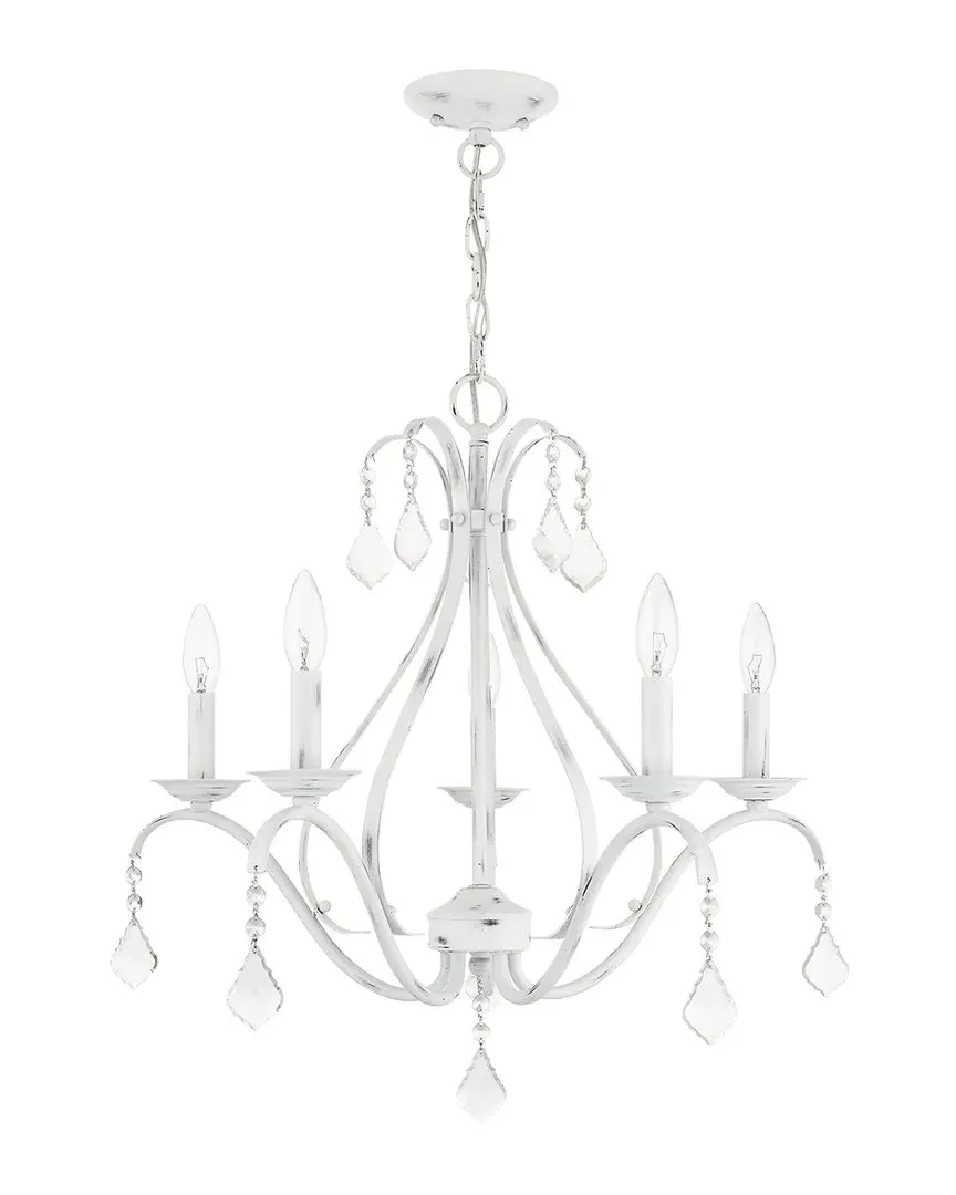 Caterina 5-Light Chandelier with Crystals - Antique White, Steel