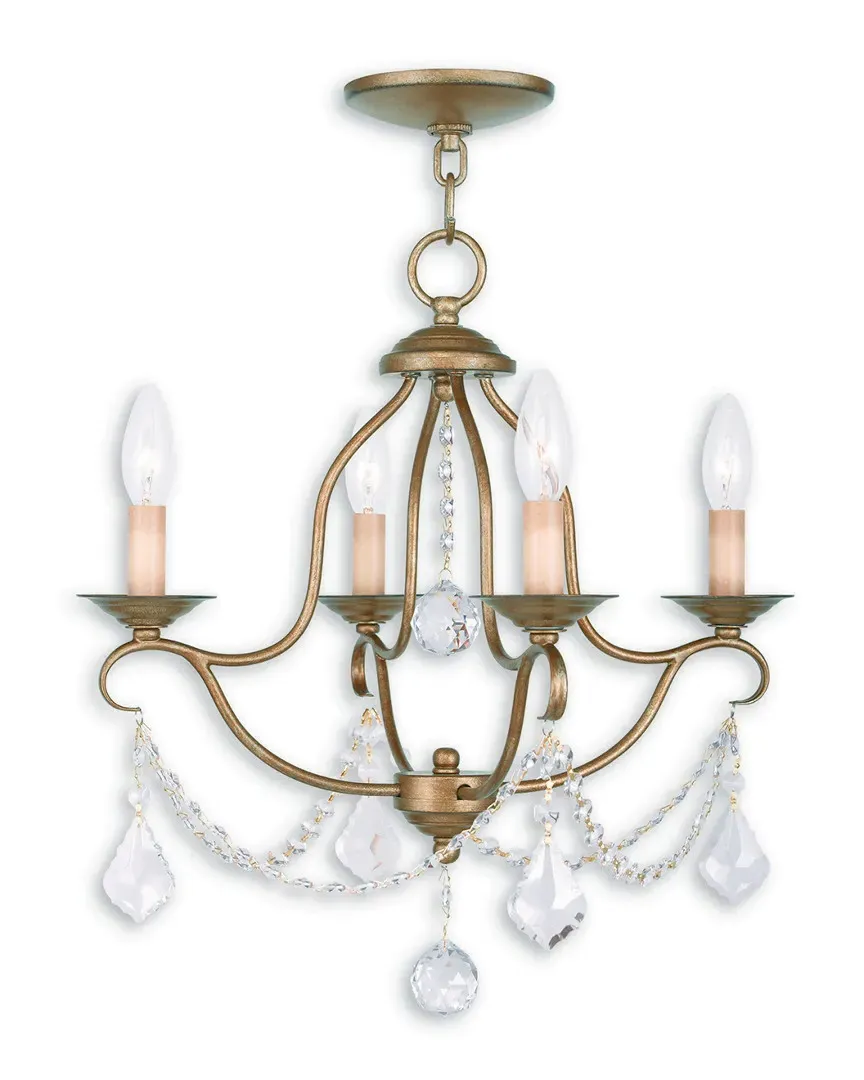 Chesterfield 4 Light Mini Chandelier - Antique Gold, Steel