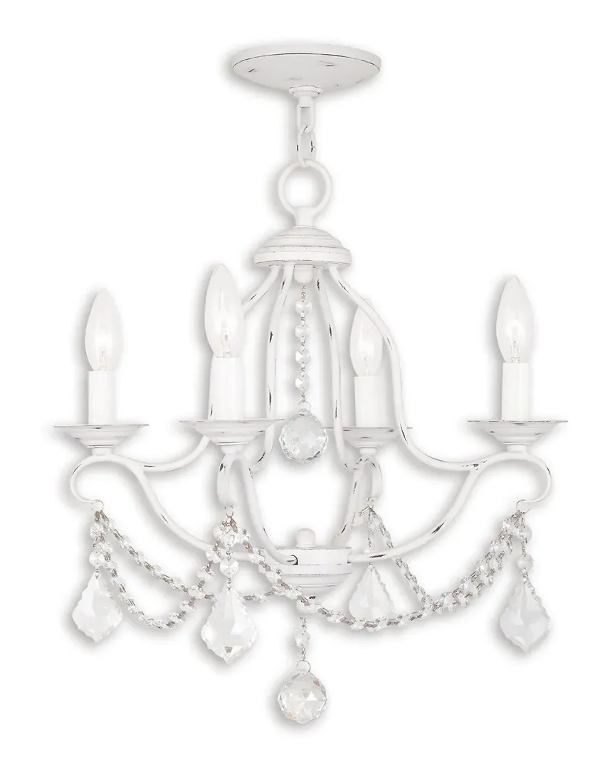 Chesterfield 4 Light Mini Chandelier - Antique White, Steel