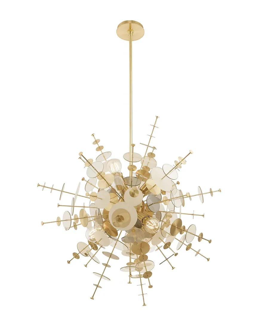 Circulo 6 Light Pendant Chandelier - Satin Brass, Steel