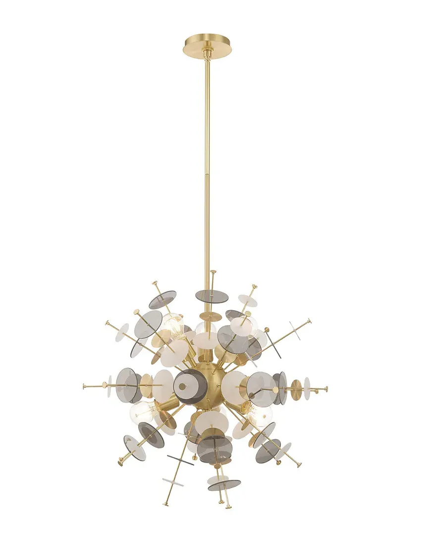 Circulo 6 Light Pendant Chandelier - Satin Brass, Steel