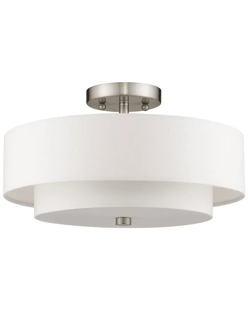 Claremont 3-Light Semi Flush Mount - Brushed Nickel, Steel image