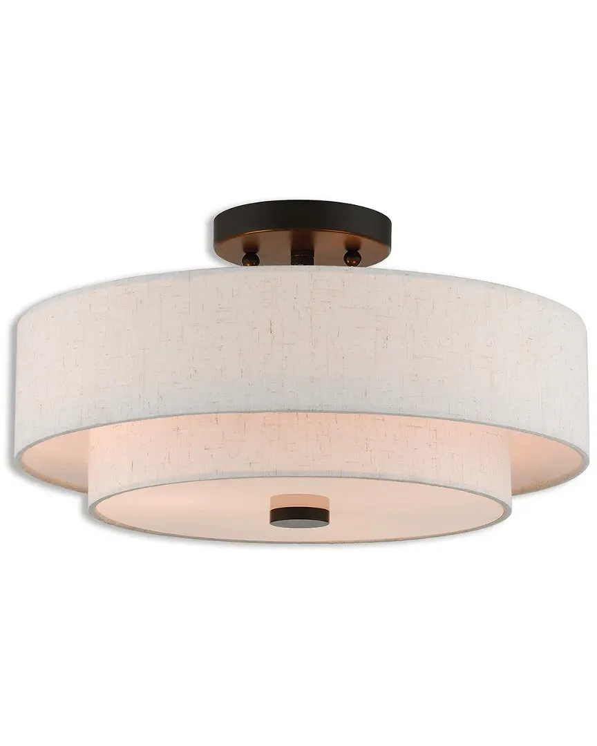 Claremont 3-Light Semi Flush Mount - English Bronze, Steel