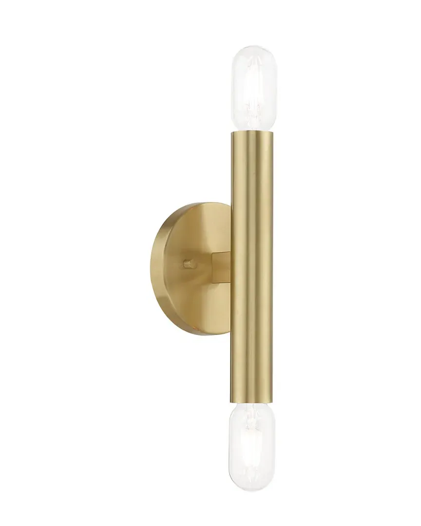 Copenhagen 2 Light ADA Wall Sconce - Satin Brass, Steel