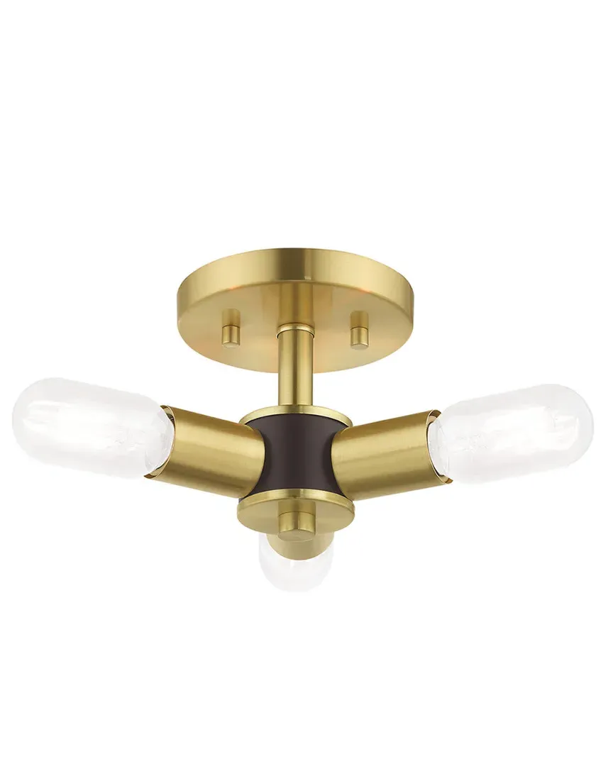 Copenhagen 3-Light Ceiling Mount - Satin Brass, Steel image