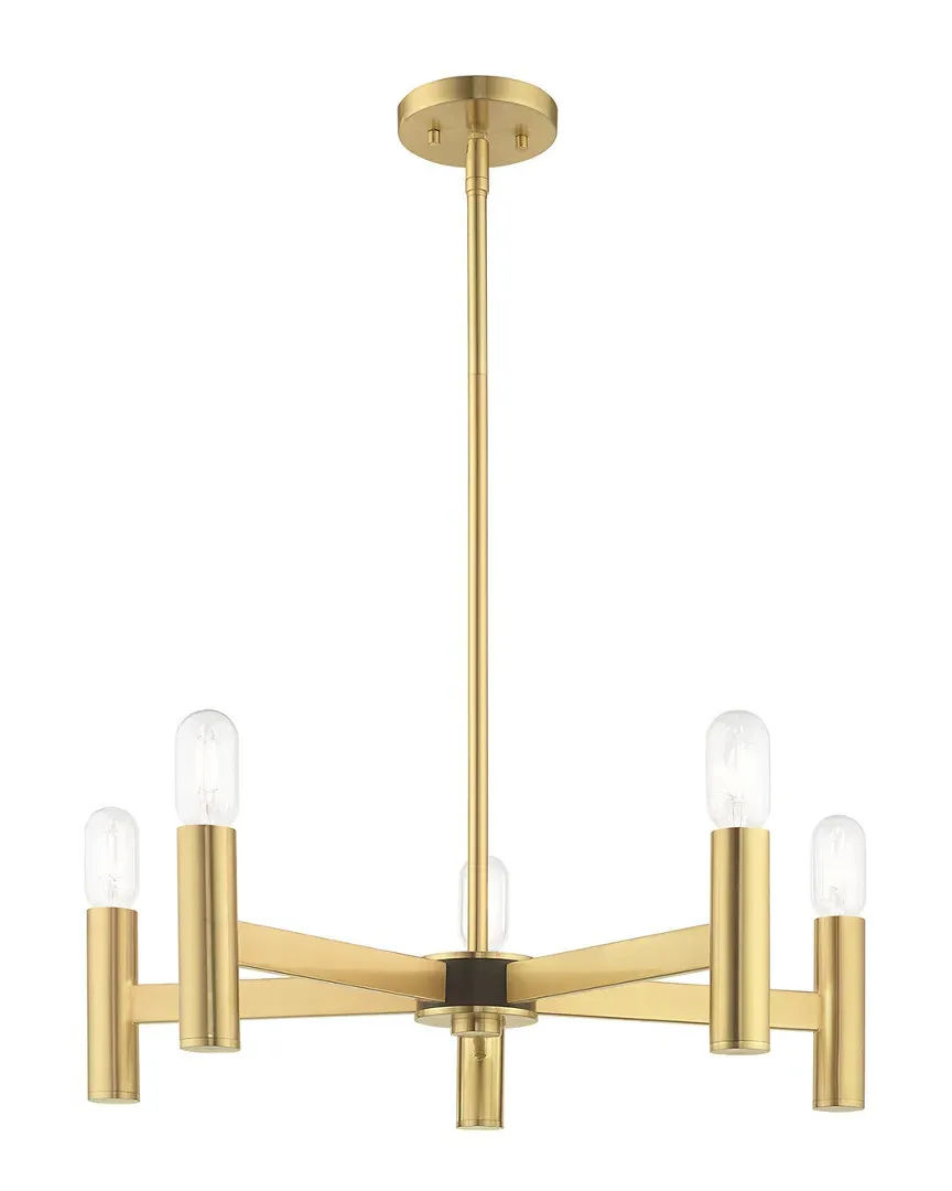 Copenhagen 5 Light Chandelier - Satin Brass, Steel