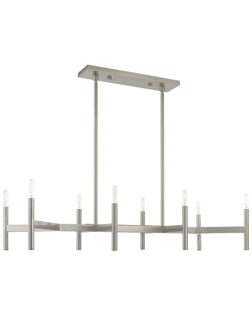 Copenhagen 8 Light Linear Chandelier - Brushed Nickel, Steel