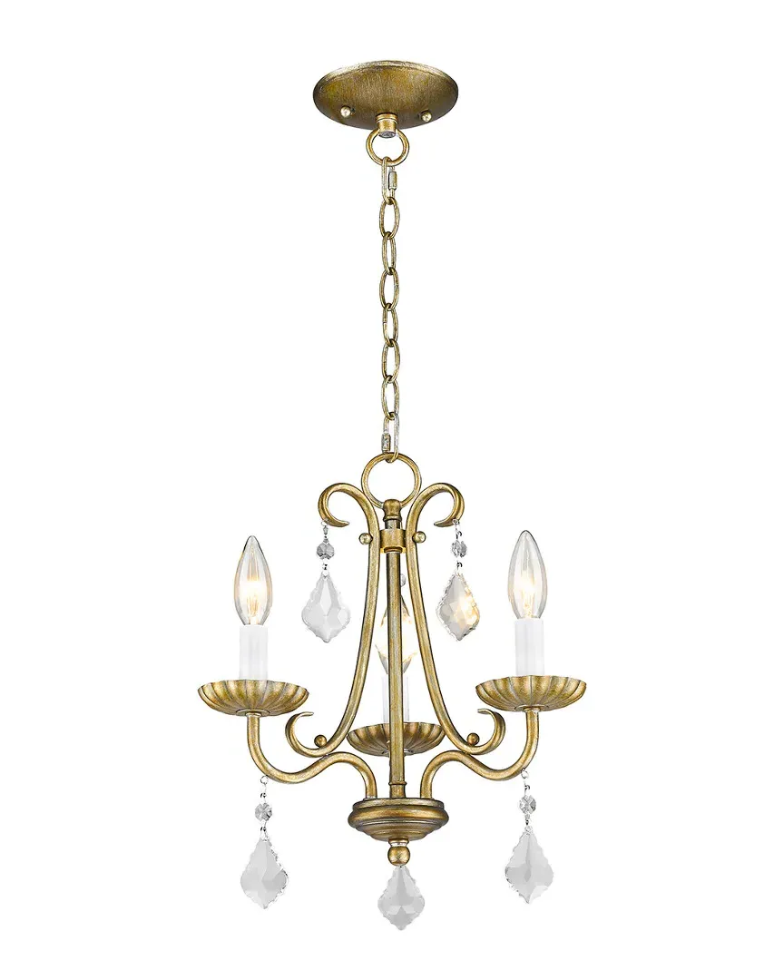 Daphne 3-Light Mini Chandelier - Antique Gold, Steel