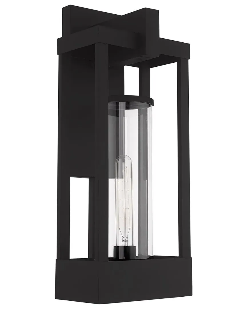 Delancey 1-Light Outdoor Wall Lantern - Black, Brass