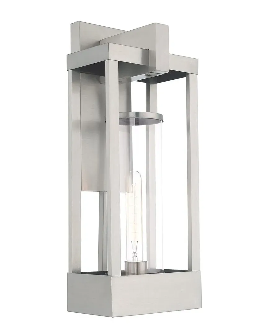 Delancey 1-Light Outdoor Wall Lantern - Brushed Nickel, Brass image