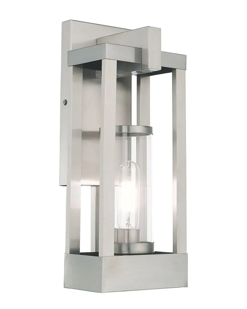 Delancey 1-Light Outdoor Wall Lantern - Brushed Nickel, Brass image