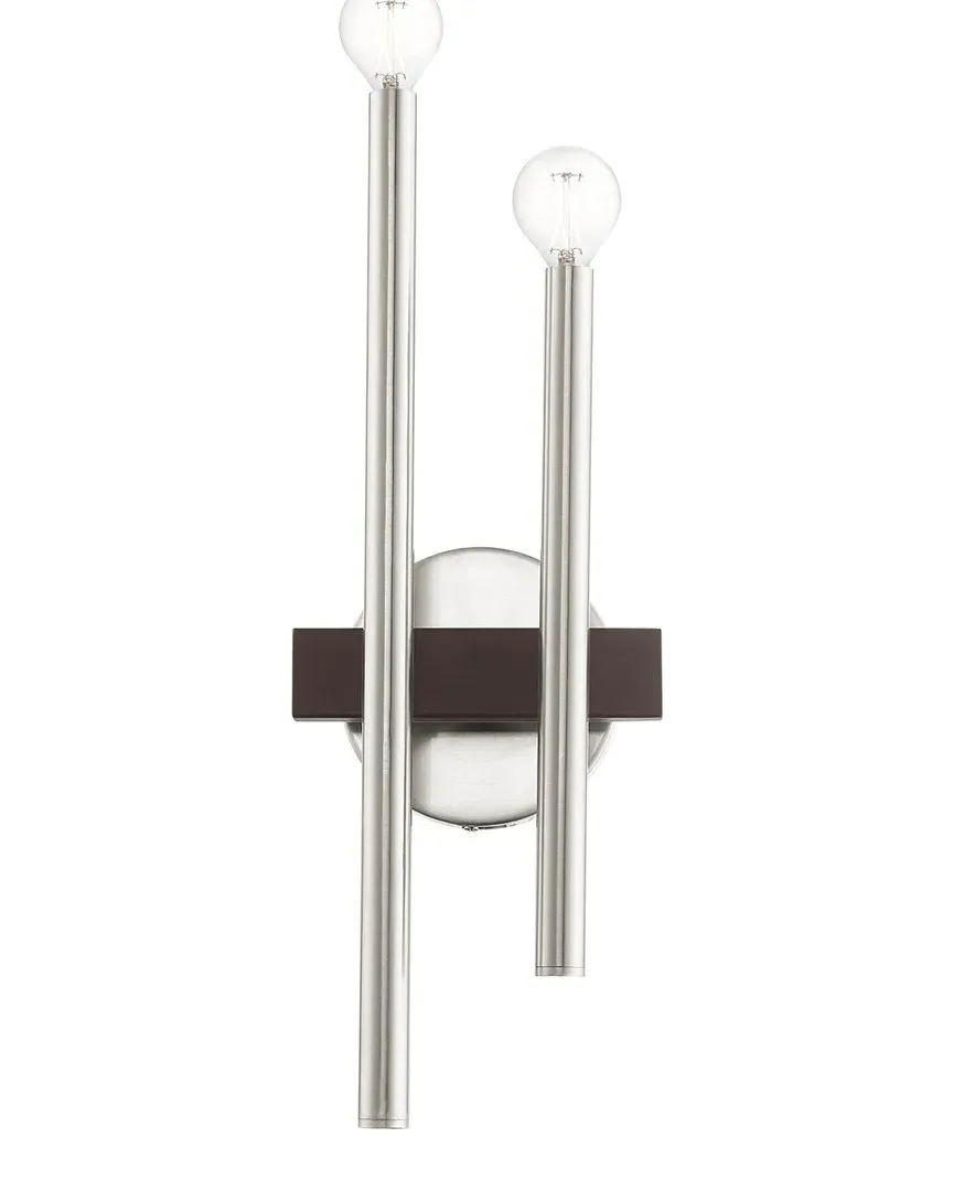 Denmark 2-Light Exposed Bulb Sconce - Brushed Nickel, Steel