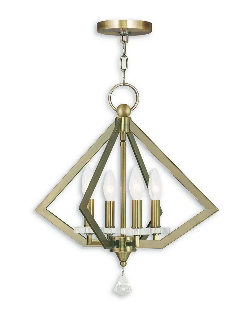 Diamond 4-Light Chandelier - Antique Brass, Steel image