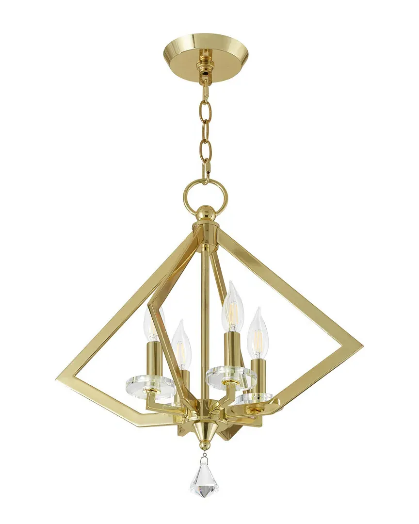 Diamond 4 Light Mini Chandelier - Polished Brass, Steel image