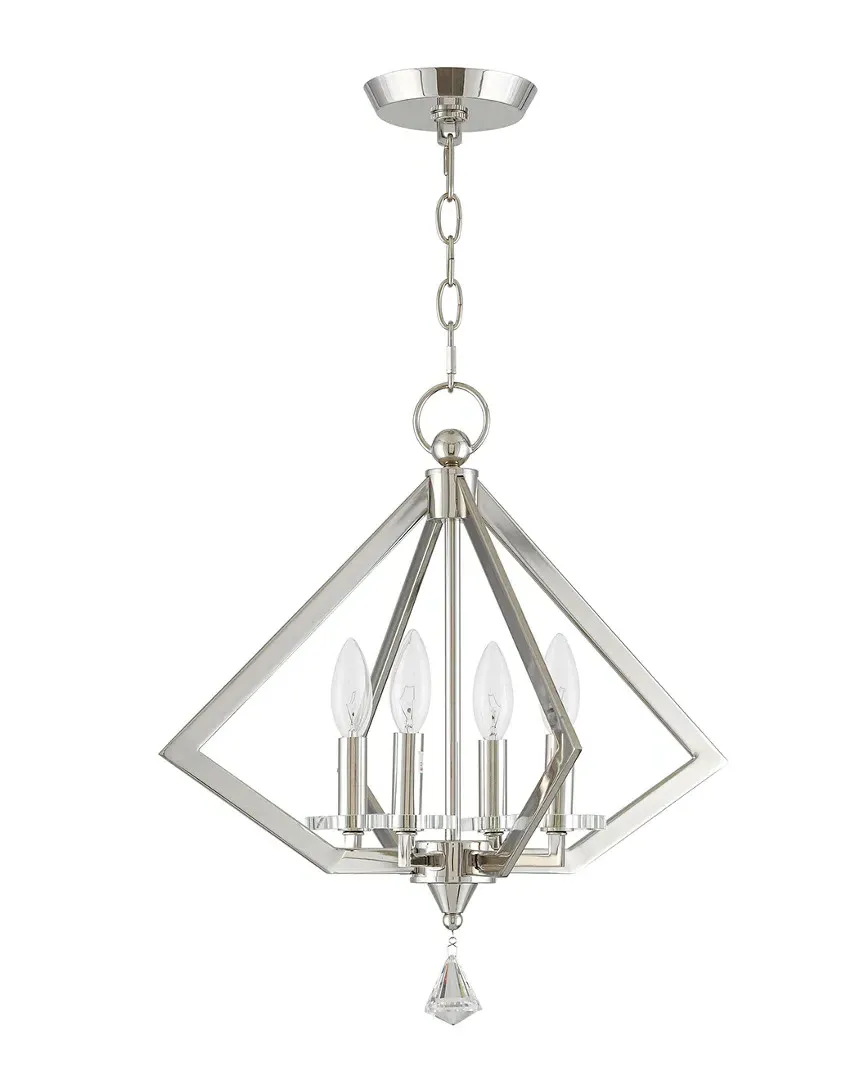 Diamond 4 Light Mini Chandelier - Polished Nickel, Steel
