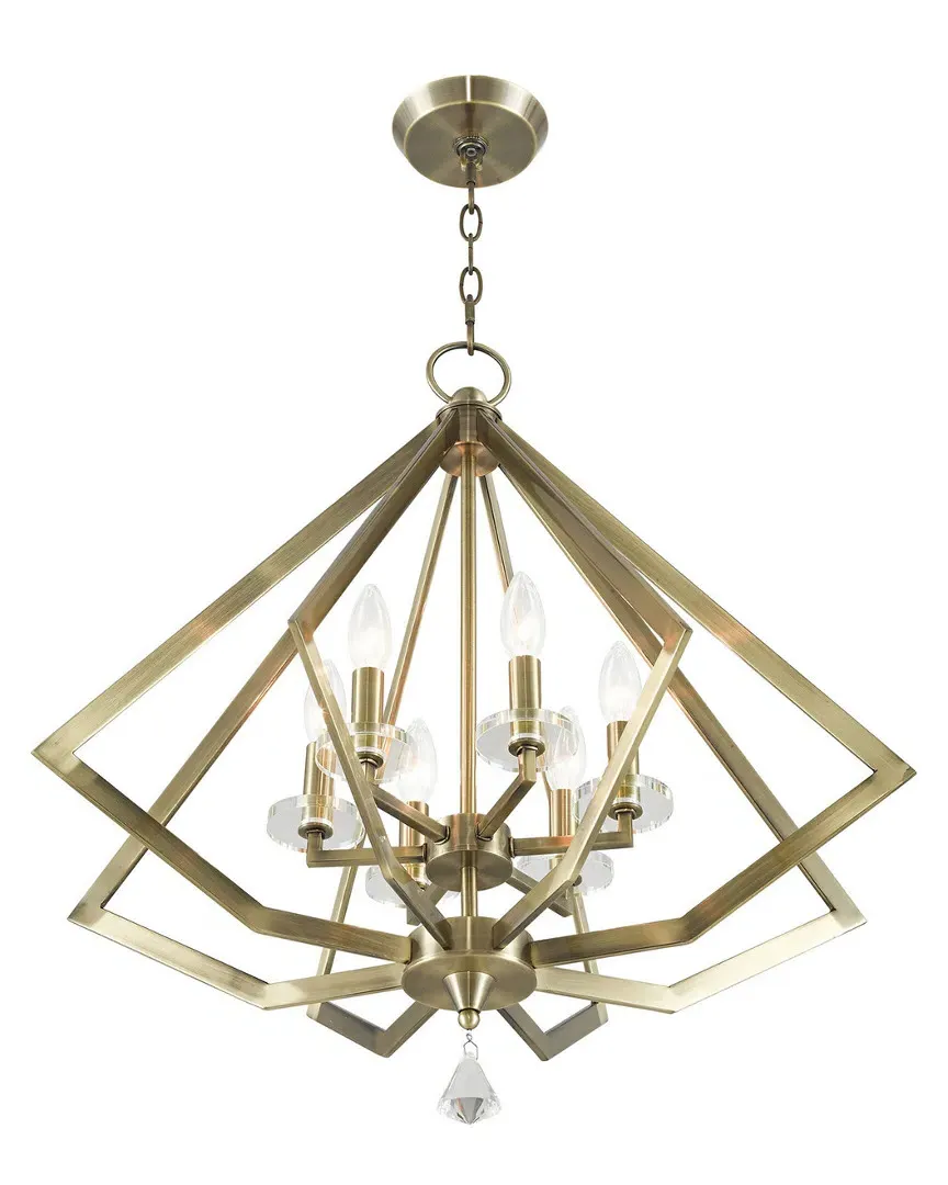 Diamond 6-Light Chandelier - Antique Brass, Steel
