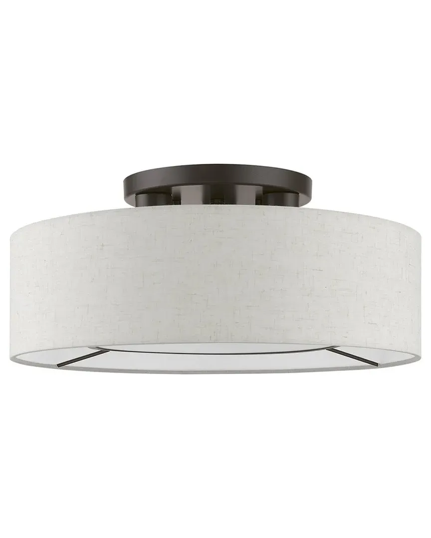 Ellsworth 3 Light Semi-Flush - English Bronze, Fabric image