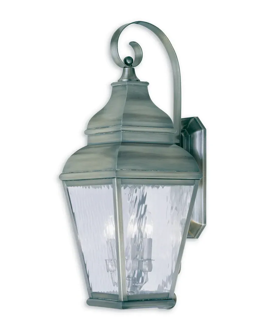 Exeter 3-Light Outdoor Wall Lantern - Vintage Pewter, Brass