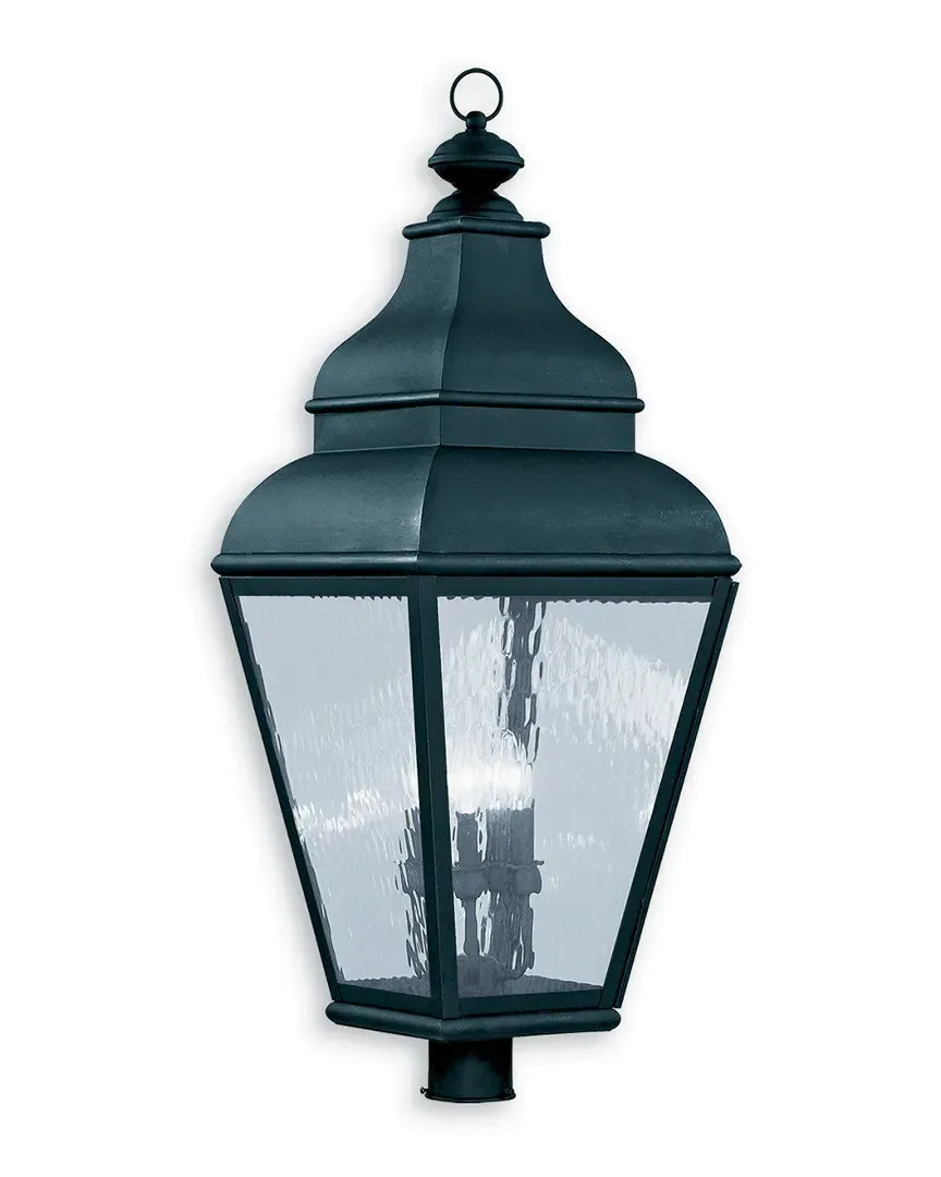 Exeter 4-Light Outdoor Post Lantern - Black, Brass