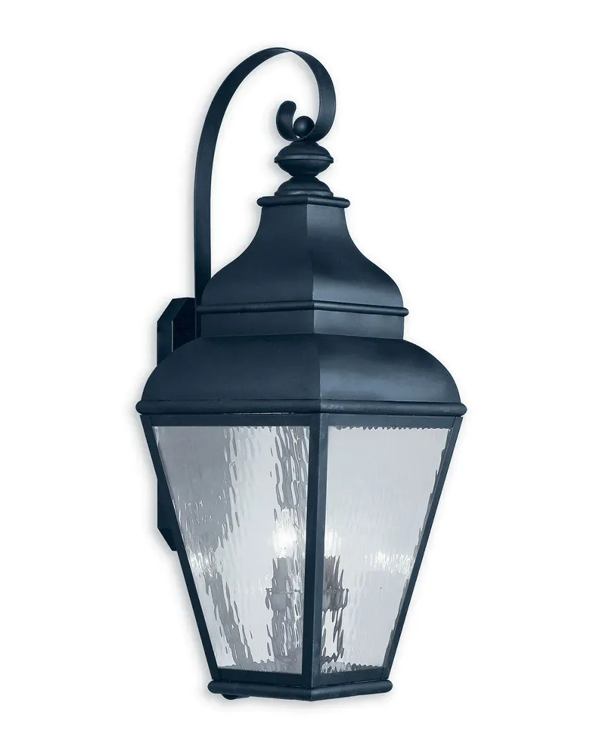 Exeter 4-Light Outdoor Wall Lantern - Black, Brass