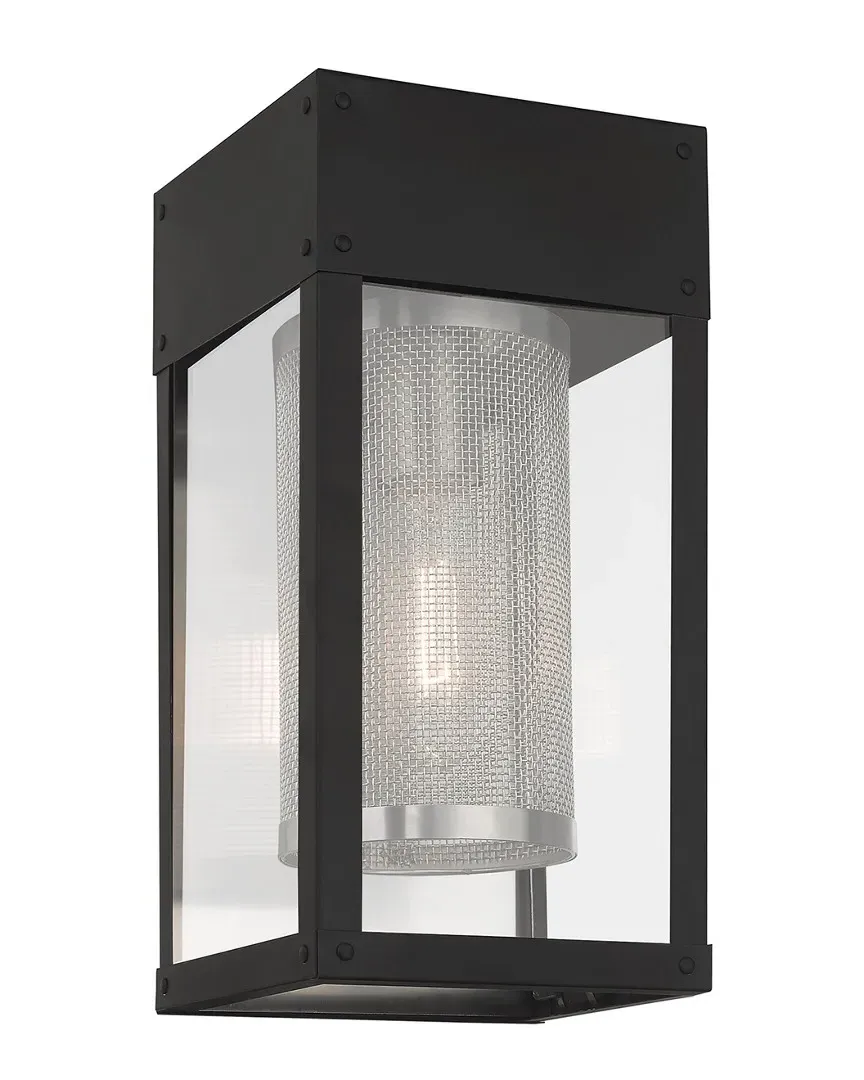 Franklin 1 Light Outdoor Wall Lantern - Black, Stainless Steel image