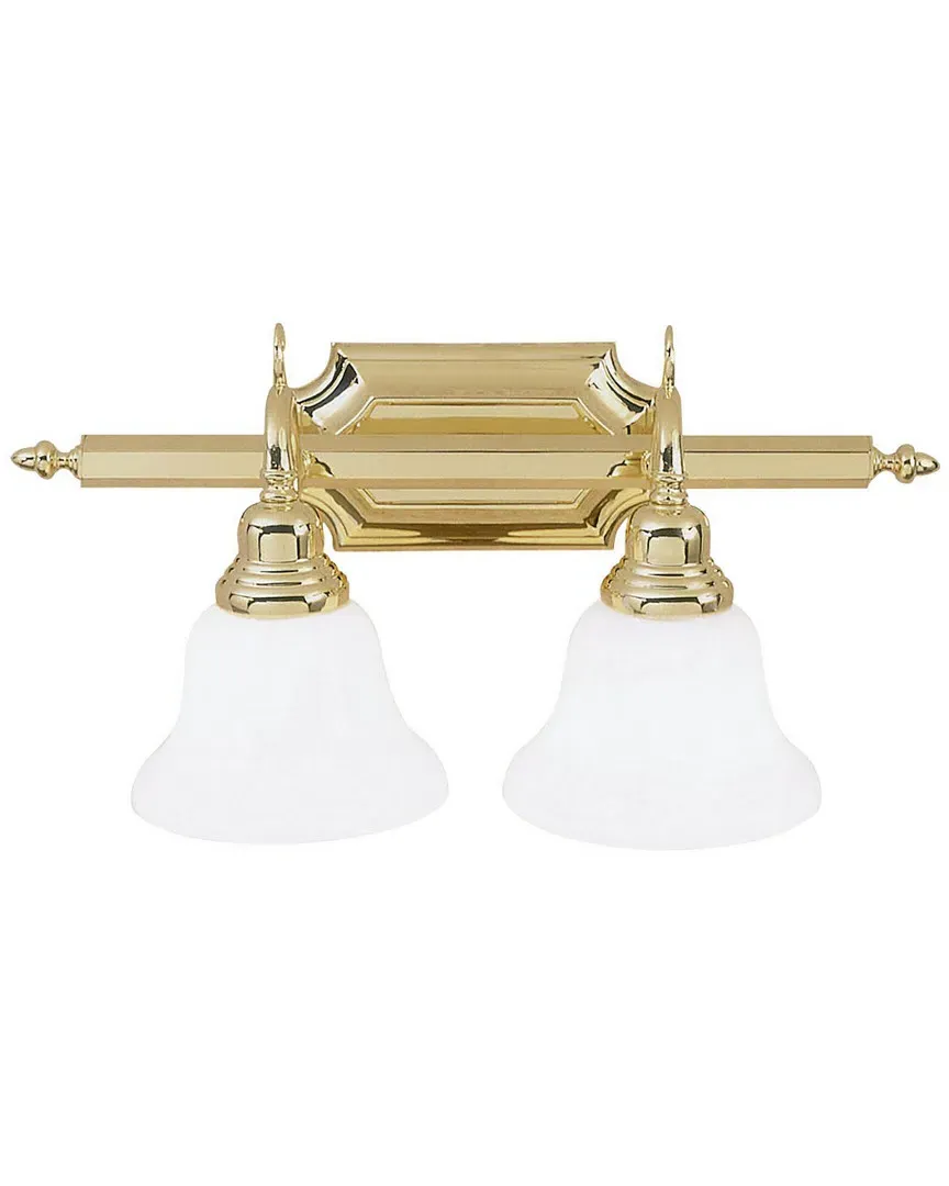 French Regency 2-Light Bath Light - Polished Brass, Steel