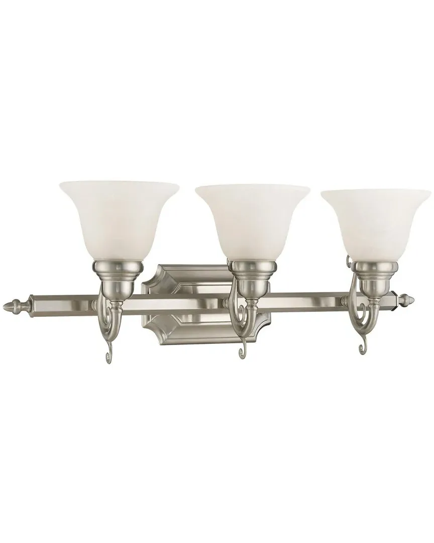 French Regency 3-Light Bath Light - Brushed Nickel, Steel