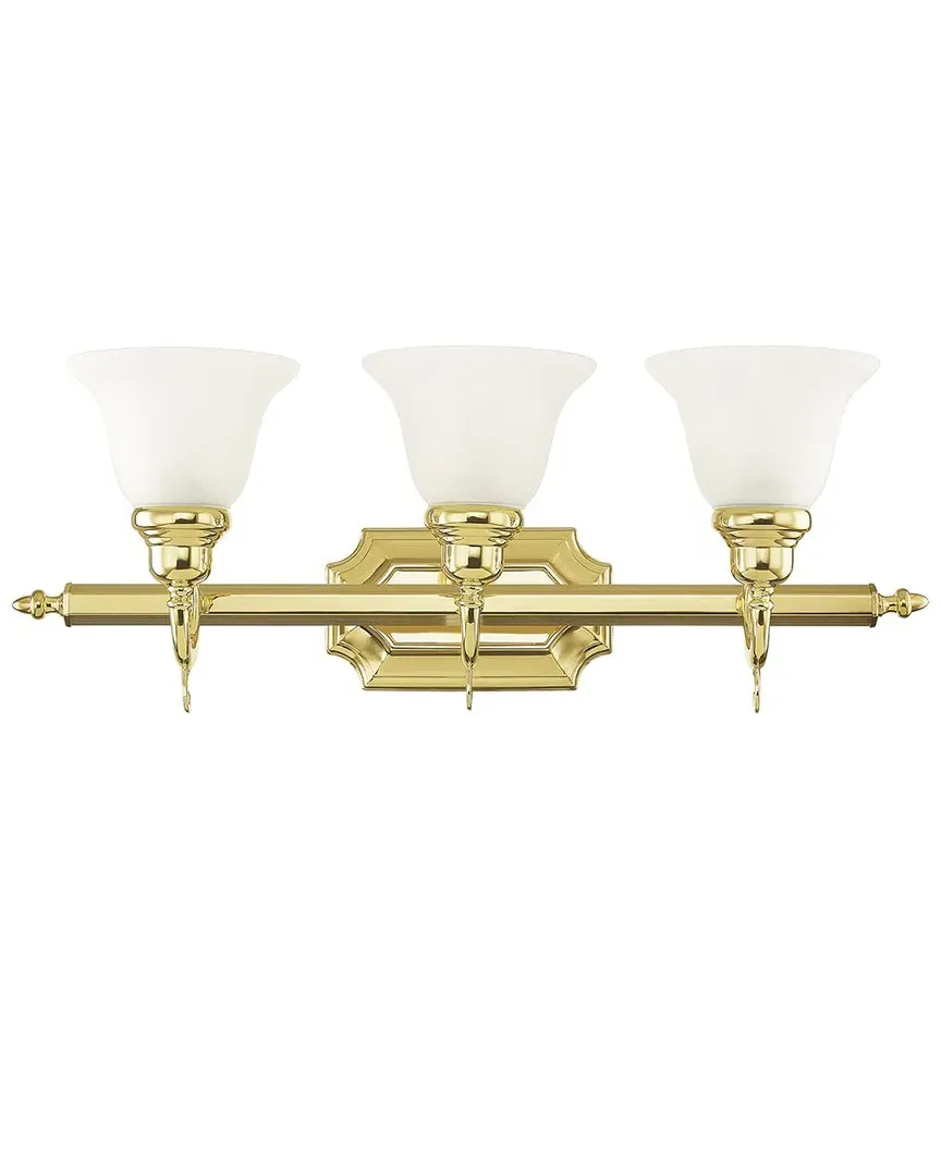 French Regency 3-Light Bath Light - Polished Brass, Steel