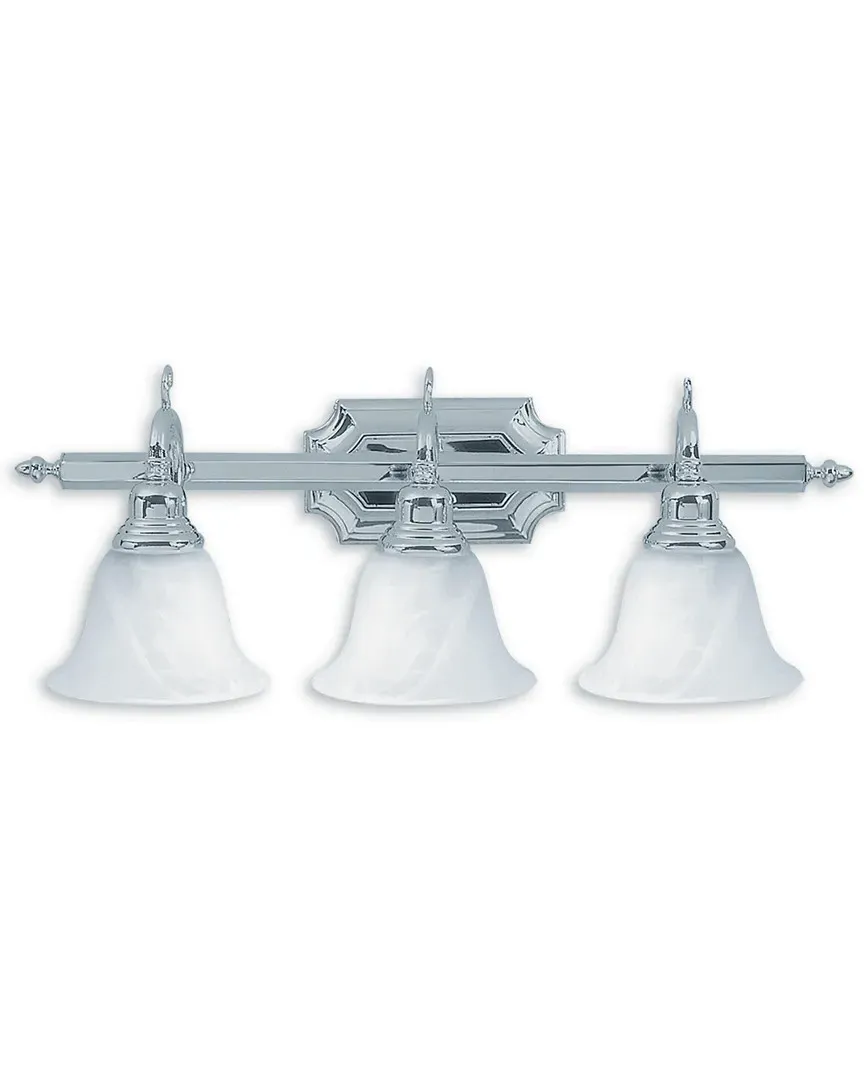 French Regency 3-Light Bath Light - Polished Chrome, Steel