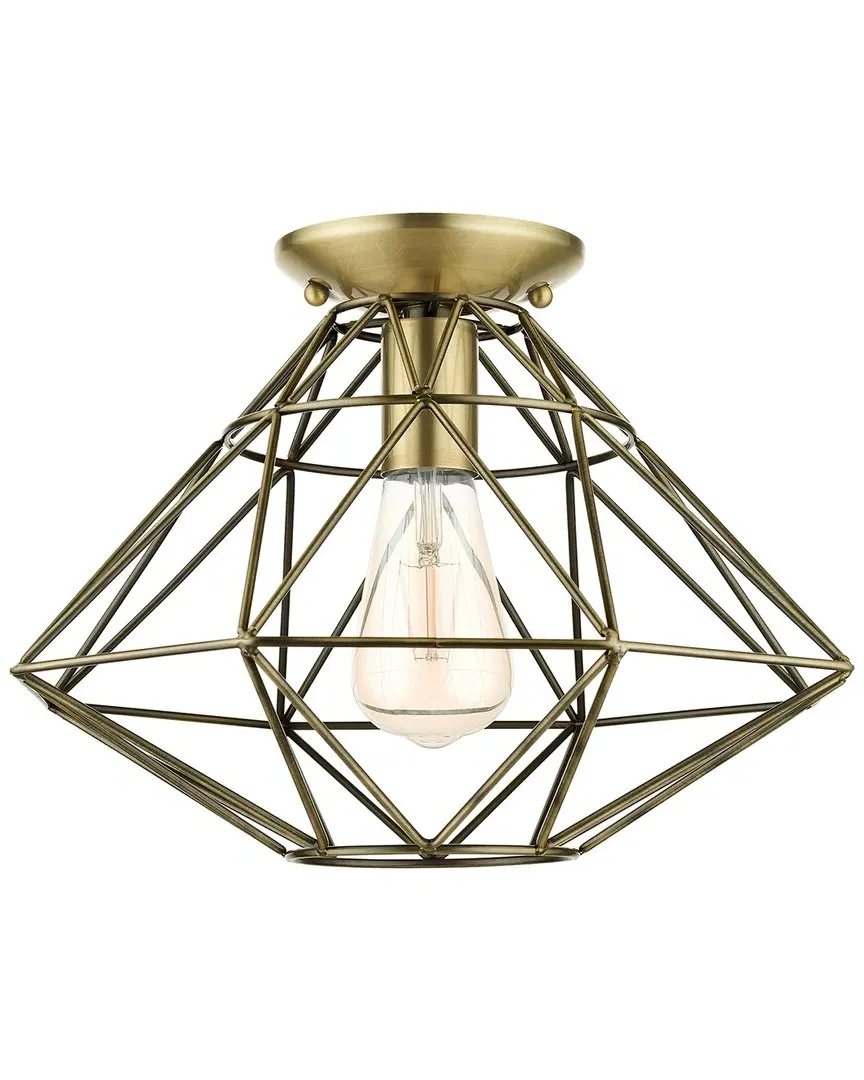 Geometric Flush Mount Light - Antique Brass image