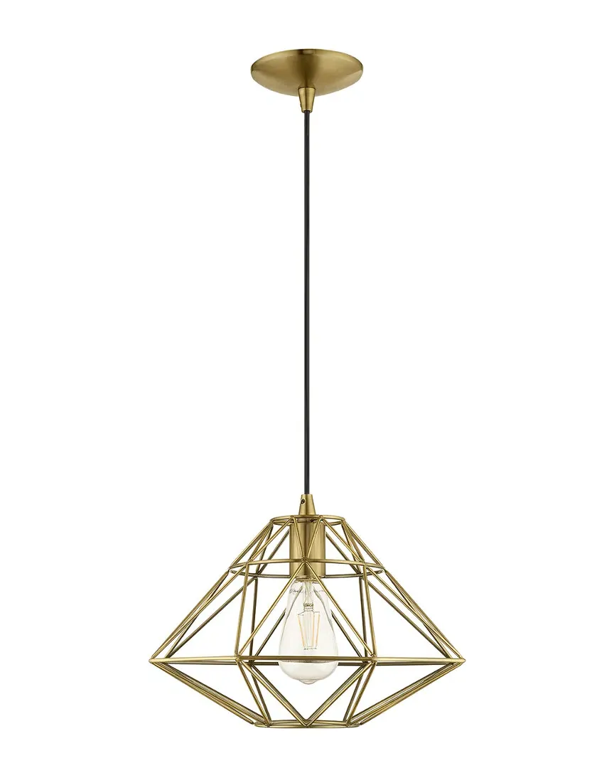 Geometric Shade 1-Light Mini Pendant - Antique Brass, Steel image