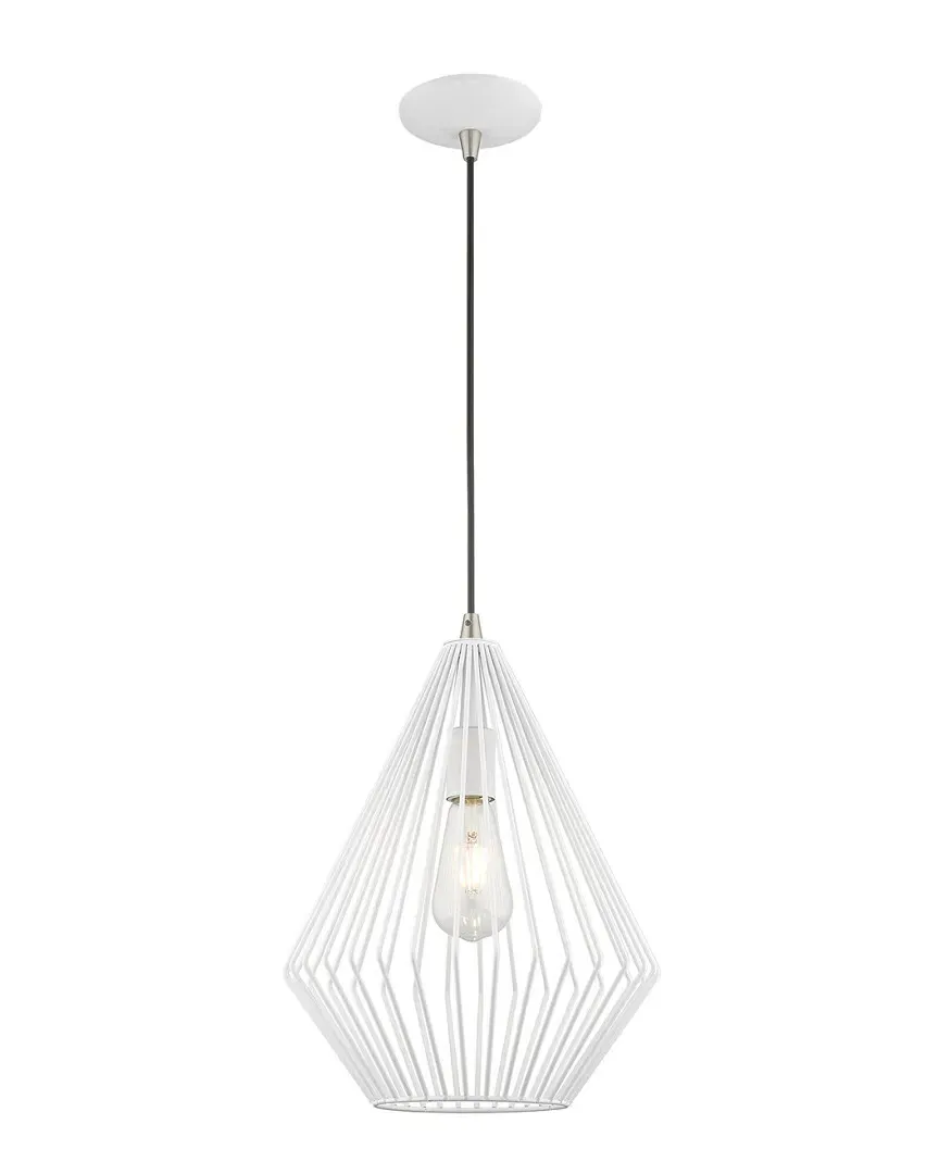 Geometric Shade Mini Pendant - White, Steel